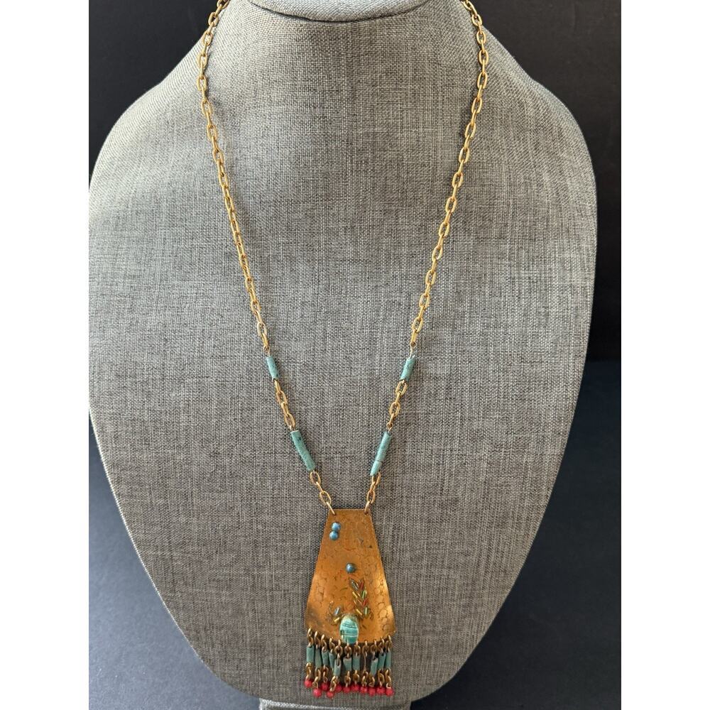 Vintage Handcrafted Pendant Boho Necklace Artisan Southwestern Tribal Festival